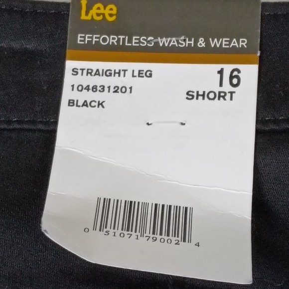 Lee Pants Women's 16 Short Black Straight Leg Effortless Wash Chino Work Casual - Picture 9 of 11